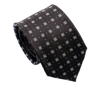 PATINE Tie 20 FLORAL 3 Noir HAND FINISHED - Jedwabny krawat