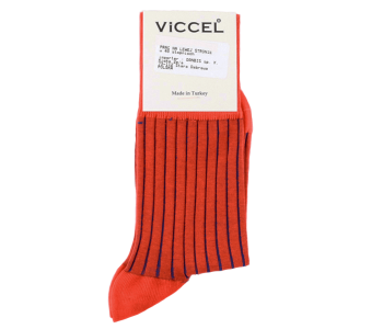 VICCEL / CELCHUK Socks Shadow Stripe Orange / Royal Blue - Pomarańczowe skarpety z niebieskimi wydzieleniami