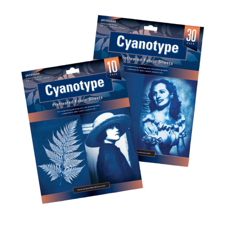 JACQUARD Cyanotype SHEETS / Zestaw 30 tkanin cyjanotypowych