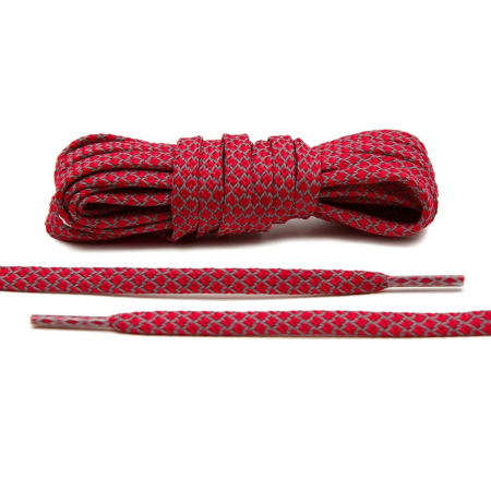 LACE LAB Reflective FLAT 1.0 Laces 7mm Red - Płaskie czerwone sznurówki do butów