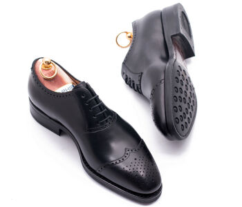 YANKO Adelaides Brogue 204Y F Black - czarne brogsy męskie