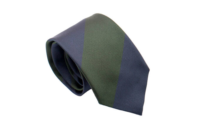 PATINE Tie Silk Stripe Vert Fonce / Bleu Petrol HAND MADE - Luksusowy jedwabny krawat w pasy