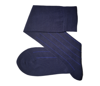 VICCEL / CELCHUK Knee Socks Pindot Stripe Navy Blue / Royal Blue - Granatowe podkolanówki w niebieskie paski