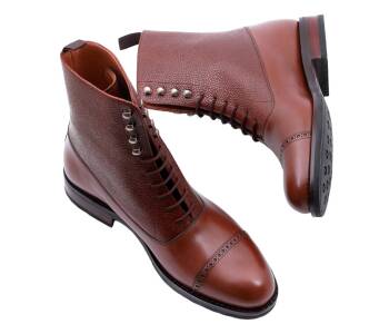 YANKO Balmoral Boots 100YH G Brown & Scotch Grain Leather - brązowe trzewiki męskie