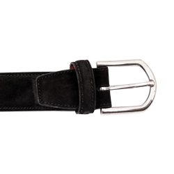 PATINE Belt 303PEP Suede Black - Czarny zamszowy pasek do spodni