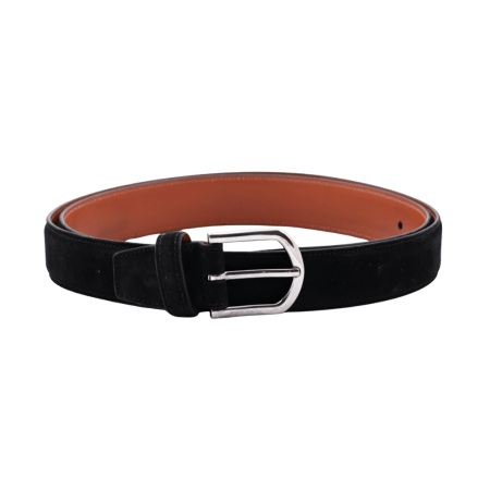 PATINE Belt 303PEP Suede Black - Czarny zamszowy pasek do spodni