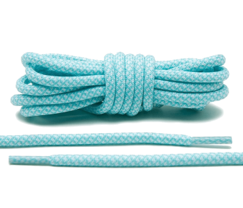 LACE LAB Rope Laces 5mm Mint Green / White - Miętowo białe okrągłe sznurowadła do butów
