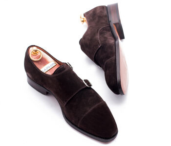 YANKO Double Monks 306 F Suede Brown - brązowe zamszowe monki męskie