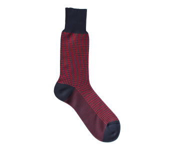 VICCEL / CELCHUK Socks Houndstooth Navy Blue / Red - Granatowe skarpety męskie z czerwonymi wzorami