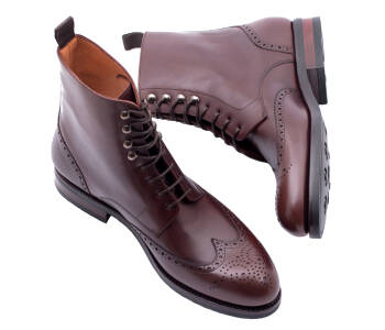 PATINE Boots Brogue 77035VH F Dark Brown - ciemno brązowe trzewiki męskie