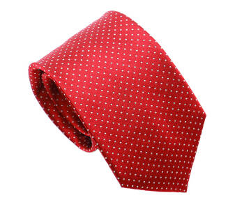 PATINE Tie 17 small POLKA-DOT Rouge HAND FINISHED - Jedwabny krawat w kropki