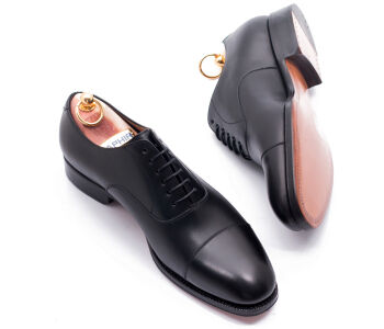 YANKO Oxford Cap Toe 055 F Black - czarne wiedenki męskie