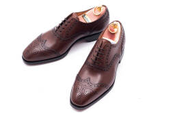 Brogues cambridge marron. Ciemno brązowe obuwie eleganckie z ażurkami i dekoracyjnymi zdobieniami biznesowe, biurowe, ślubne, okolicznościowe, gyw, męskie.