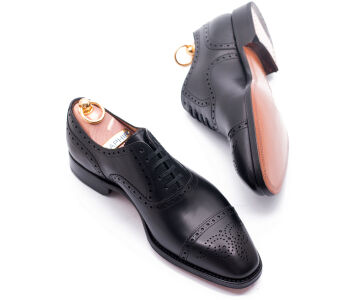 YANKO Half Brogues 435 F Black - czarne brogsy męskie