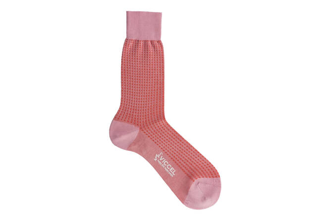 VICCEL / CELCHUK Socks Dot Pink / Orange Square - Różowe skarpety w pomarańczowe kropki