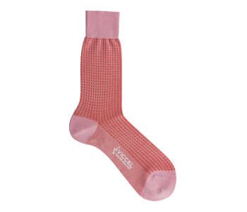 VICCEL / CELCHUK Socks Dot Pink / Orange Square - Różowe skarpety w pomarańczowe kropki