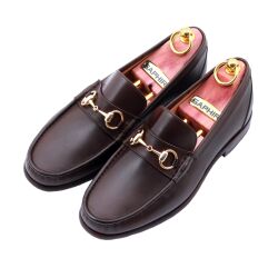 Eleganckie brązowe loafersy mokasyny męskie TLB 2508 na gumowo skórzanej podeszwie wykonane metodą blake