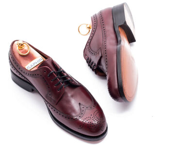 YANKO Derby Longwing Brogues 741 G Burgundy - bordowe brogsy męskie