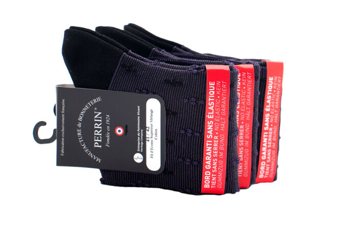 PERRIN Men Socks 391 Noir / Vatican - Luksusowe skarpety męskie