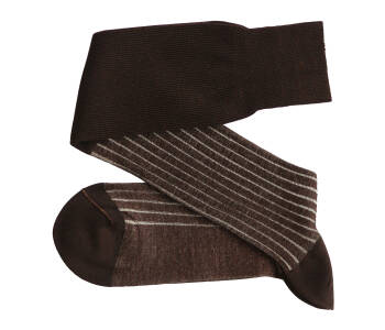 VICCEL / CELCHUK Knee Socks Shadow Stripe Dark Brown / Ecru 