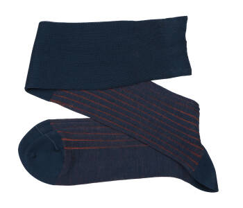 VICCEL / CELCHUK Knee Socks Shadow Navy Blue / Taba - Granatowe podkolanówki z tabakowymi wydzieleniami