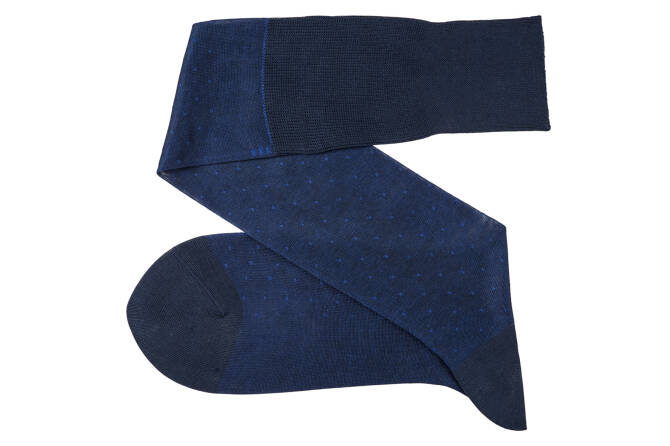 VICCEL / CELCHUK Knee Socks Pin Dots Navy Blue / Royal Blue - Granatowe podkolanówki w niebieskie kropki