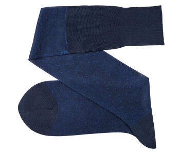 VICCEL / CELCHUK Knee Socks Pin Dots Navy Blue / Royal Blue - Granatowe podkolanówki w niebieskie kropki