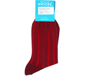 VICCEL / CELCHUK Socks Shadow Stripe Burgundy / Red - Cienkie skarpety męskie