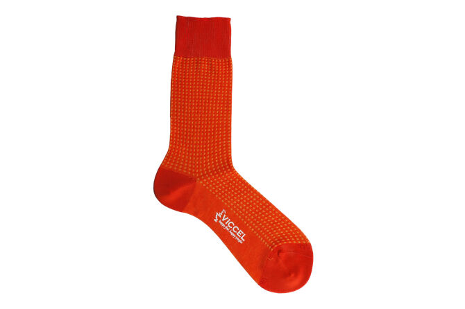 VICCEL / CELCHUK Socks Dot Orange / Yellow Square - Pomarańczowe skarpety w żółte kropki