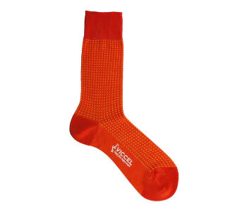 VICCEL / CELCHUK Socks Dot Orange / Yellow Square - Pomarańczowe skarpety w żółte kropki