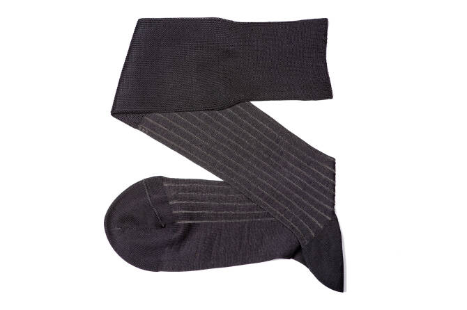 VICCEL / CELCHUK Knee Socks Shadow Stripe Charcaol / Gray - Szare podkolanówki z jaśniejszymi wydzieleniami