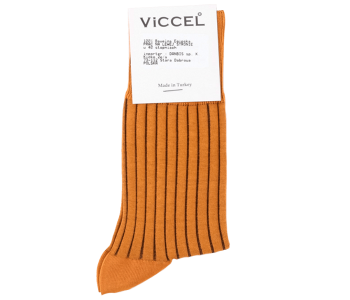 VICCEL / CELCHUK Socks Shadow Stripe Mustard / Brown - Musztardowe skarpety z brązowymi wydzieleniami