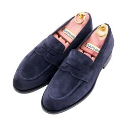 PATINE Penny Loafers 77040 F Suede Blue - niebieskie zamszowe mokasyny męskie
