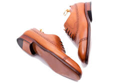 klasyczne jasno brązowe skórzane eleganckie stylowe buty męskie TLB 537 old england cuero typu brogues na skórzanej podeszwie