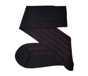 VICCEL / CELCHUK Knee Socks Pindot Stripe Black / Red - Czarne podkolanówki w czerwone paski