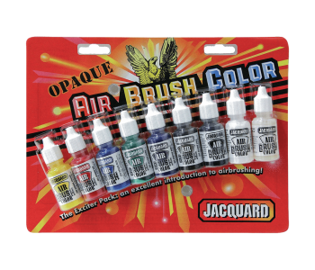 JACQUARD Opaque Airbrush Color Exciter Pack 9x 0.5oz / Zestaw kryjących farb akrylowych do aerografu