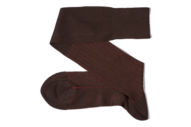 VICCEL / CELCHUK Knee Socks Shadow Stripe Brown / Taba - Brązowe podkolanówki z tabakowymi wydzieleniami