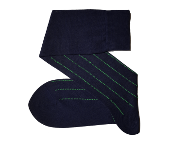 VICCEL / CELCHUK Knee Socks Pindot Stripe Navy Blue / Pistacio Green - Granatowe podkolanówki w pistacjowe paski
