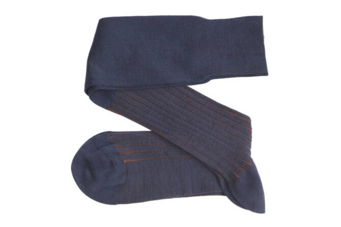 VICCEL / CELCHUK Knee Socks Shadow Dark Navy Blue / Brown - Granatowe podkolanówki z brązowymi wydzieleniami