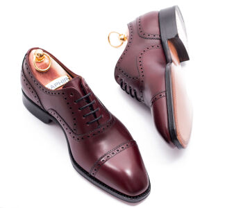 YANKO Semi Brogue 742 F Burgundy - bordowe brogsy męskie