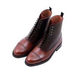 Klasyczne trzewiki męskie skórzane w kolorze brązowym YANKO Balmoral Boots 100YH F Brown & Scotch Grain Leather