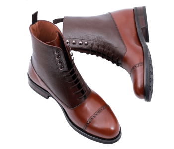 YANKO Balmoral Boots 100YH G Brown & Scotch Grain Leather 1 - brązowe trzewiki męskie