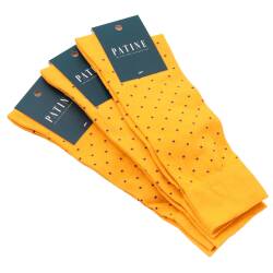 Casualowe męskie skarpety żółte w fioletowe kropki Skarpety do trampek i butów eleganckich.