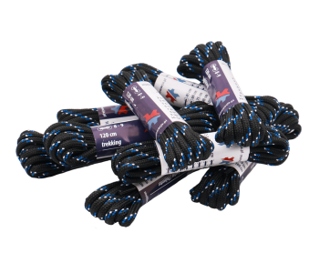 MR Laces Trekking Strong 4mm Black Blue White - czarno niebiesko białe wzmacniane sznurowadła trekkingowe