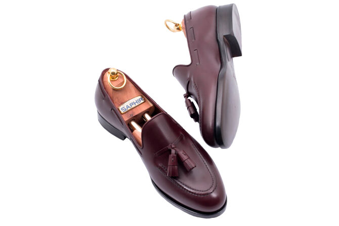 PATINE Tassel Loafers 77041 F Burgundy - bordowe loafersy męskie