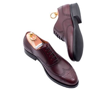 PATINE Full Brogues 77020C G Burgundy - bordowe brogsy męskie