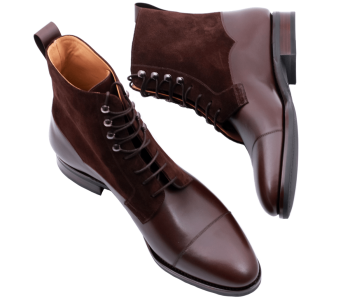 TLB MALLORCA ARTISTA Boots 140HC F KAMIL Dark Brown & Suede Brown - trzewiki męskie brązowe