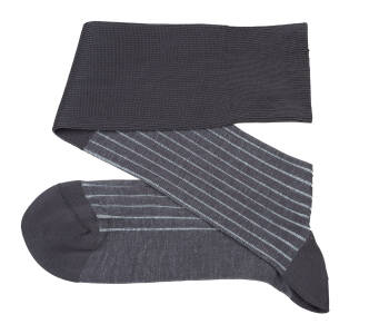 VICCEL / CELCHUK Knee Socks Shadow Gray / Sky Blue - Szare podkolanówki z błękitnymi wydzieleniami