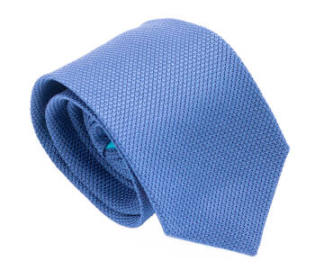 PATINE Tie Grenadine Fina Bleu Azur 83 HAND MADE - Niebieski krawat z grenadyny