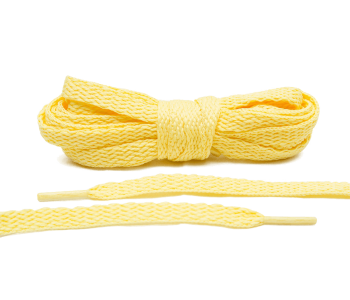 LACE LAB Flat Shoe Laces 8mm Pale Yellow - Żółte płaskie sznurowadła do butów